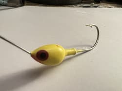 Twenty (20) NEW 1/2 oz Spinnerbait heads w R Bend Wire Yellow w Red/Black Eyes - Thumbnail 3