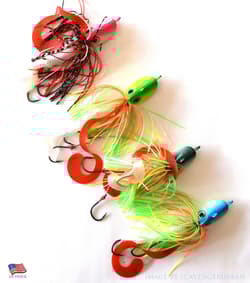  4 NEW 1 1/2 Oz. BEARDED BUZZBAIT BUCKTAIL JIGS FOR FLOUNDER FLUKE BASS - Thumbnail 2