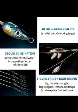 21Pcs 5 Arms Alabama Umbrella Rig for Bass Striper Rig Fishing Lures Bait Kit wi - Thumbnail 4