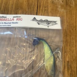 Umbrella Rig 4 Arm 11” With 6” Shad (9)  Chartr. Blue 8/0 Hook Mustad New In Pkg - Thumbnail 14