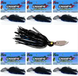 (6) Z-Man 1/2 Oz Crosseyez Chatterbait Fishing Lure Black / Blue CBCE12-02 New - Thumbnail 1