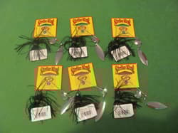1) BAG OF 6 STRIKE KING SPINNERBAIT 3/8OZ BLACK. ( MAPRO38CW-10 ). - Thumbnail 1