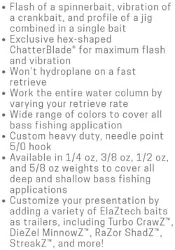 Zman Chatterbait 3/8 oz Sinking Lure Chart (0102) - Thumbnail 4