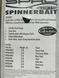 TUFF FIND VINTAGE SPRO 4 BLADE SPINNERBAIT FISHING LURES Discontinued NOS 3/8 OZ - Thumbnail 8