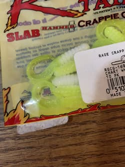 Strike King Rage Tail Rage Crappie Grub Chartreuse White - Thumbnail 3