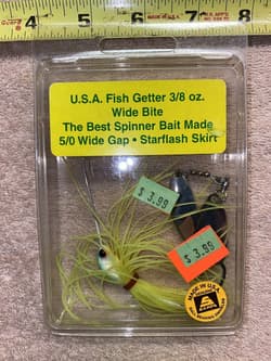 TUFF FIND VINTAGE FISH GETTER SPINNERBAIT Discontinued UNKNOWN FUN3/8 OZ”5/0”BIG - Thumbnail 1