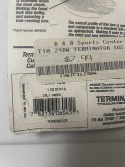 Original Terminator T-1  Titanium Double Willow Spinnerbait 1 Ounce Cal I Green. - Thumbnail 5