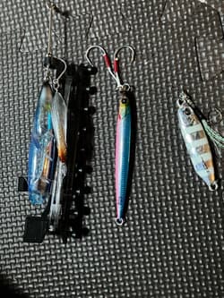 JET POWER Metal Jig Medium Stripe Blue Pink 2 Hooks Fishing Lure - Thumbnail 1