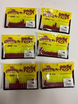 Lot of 6 Mr. Crappie Strike King Lures Crappie Tube Red Chartreuse - Thumbnail 1