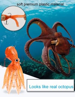 Octopus Swimbait Soft Fishing Lure with Skirt Tail, Lingcod Rockfish Jigs for... - Thumbnail 3