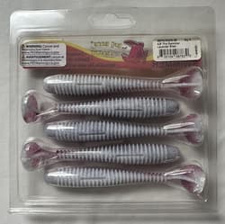 Big Bite Baits 4.8” Pro Swimmer Ribbed Paddle Tail Swimbait 5pk. Lavender Shad - Thumbnail 3