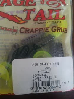 Strike King Rage Tail Crappie Grub 10 PK 2"  - Thumbnail 3