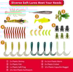 Complete 78-Piece Fishing Lures Assortment with Fishing Accessories & Tackle Box - Thumbnail 5