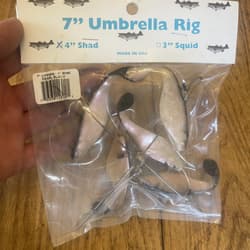 7” Umbrella Rig 4 Arm With 4” Shad (5)  Pearl Black New In Package McKala Fishin - Thumbnail 2