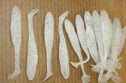 5" Swim Minnow Violet Pepper Paddle Tail Swimbait Trailer for A Rig 50 pack Bag - Thumbnail 6