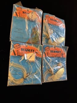 4 Vtg Mixed Lot 1/2 1/4 Oz Stanley Vibra Shaft Spinnerbaits Buzzbait VS12 VB14 - Thumbnail 1