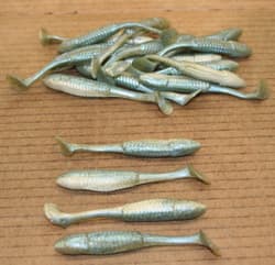 3.5" Swim Minnow Grey Ghost Paddle Tail Swimbait Trailer for A Rig 50 pack - Thumbnail 5