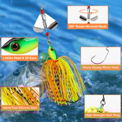 Spinnerbait Fishing Lures Kit Set, 6Pcs Bass Fishing Buzzbait Multicolor Bass Tr - Thumbnail 2