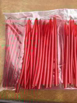 105pc Lot 1/4" Surge Tube Dark Red Striper Jig Hook Teaser 9/0 #1DR Cut 1lb - Thumbnail 2