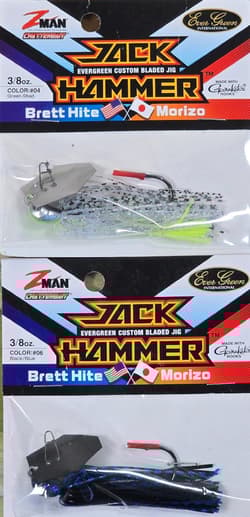 (Ct of 2) Z-Man Evergreen Chatterbait Jack Hammer 3/8 oz Evergreen Custom Blade! - Thumbnail 1