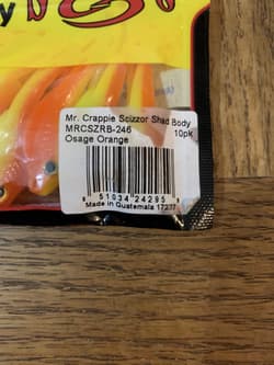 Mr Crappie Strike King Scizzor Shad Body Osage Orange-Brand New-SHIPS N 24 HOURS - Thumbnail 3
