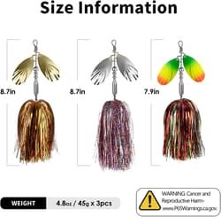 3PCS Premium Bass Fishing Buzzbait Kit Multicolor Swimbaits Hard Metal Lures US - Thumbnail 7
