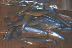 4" Shad Paddle Tail Swimbait great for Umbrella Rig 40 count bag Sassy Pro Blue - Thumbnail 3