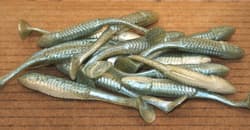 3.5" Swim Minnow Grey Ghost Paddle Tail Swimbait Trailer for A Rig 50 pack - Thumbnail 2