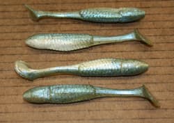 3.5" Swim Minnow Grey Ghost Paddle Tail Swimbait Trailer for A Rig 50 pack - Thumbnail 1