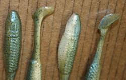 3.5" Swim Minnow Grey Ghost Paddle Tail Swimbait Trailer for A Rig 50 pack - Thumbnail 4