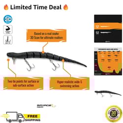 3D Snake Fishing Lure Durable Realistic Action Topwater Rigging Wholefish - Thumbnail 1