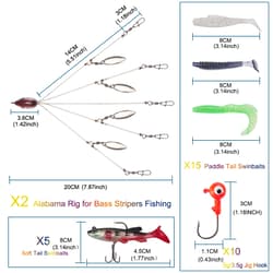 5 Arms Alabama Rig Fishing Lure Umbrella Rig w/Spinner for Striper Boat Trolling - Thumbnail 3