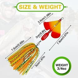 Spinnerbait Fishing Lures Kit Set, 6pcs Bass Fishing Buzzbait Style B-6pcs - Thumbnail 4