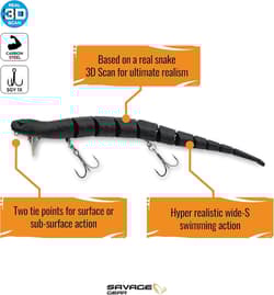 3D Snake Fishing Lure Durable Realistic Action Topwater Rigging Wholefish - Thumbnail 4