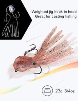Octopus Swimbait Soft Fishing Lure with Skirt Tail, Lingcod Rockfish Jigs for - Thumbnail 3