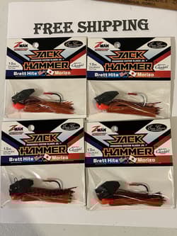 LOT OF 4 Z-MAN CHATTERBAIT JACK HAMMER  1/2OZ LURES FIRE CRAW COLOR NIPS - Thumbnail 1