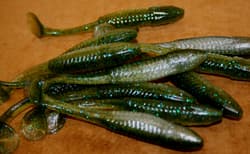 5" Swim Minnow Dark Smallie Magic Paddle Tail Swimbait Trailer for A Rig 50 pack - Thumbnail 2