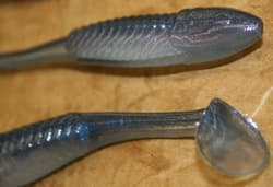 3.5" Swim Minnow Pro Blue Red Paddle Tail Swimbait Trailer for A Rig 50 pack - Thumbnail 3