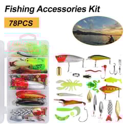 78pcs Lure Fishing Accessories Kit Wobbler Metal Jig Spoons Silicone Bait Tackle - Thumbnail 1