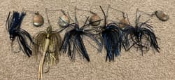 5 Okiebug Gator Bug Spinnerbait 5/8 Shad Black Blue Gold Gatorbug Assortment - Thumbnail 1