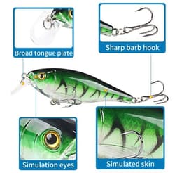 8PCS Minnow Fishing Lure 12g Hard Trolling Sinking Swimbait Saltwater Isca Bass - Thumbnail 3