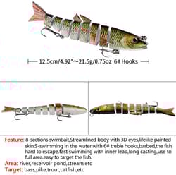 6PCS 21.5g Multi Jointed Bait 8-Segment Fishing Lures Swimbait Bionic Wobbler - Thumbnail 9