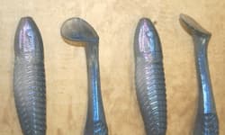 5" Swim Minnow Pro Blue Red Pearl Paddle Tail Swimbait Trailer for A Rig 50 pack - Thumbnail 2