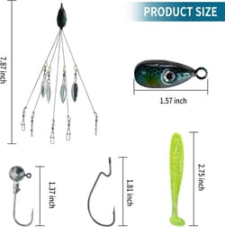 21Pcs 5 Arms Alabama Umbrella Rig for Bass Striper Rig Fishing Lures Bait Kit wi - Thumbnail 5