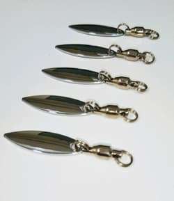 Silver 5Pcs Willow Leaf Blade Set 40Mm Metal Jig Head Minimal Vibe Tairaba - Thumbnail 1