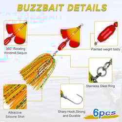 Fishing Buzzbait Lures Bass Spinnerbait Kit Buzz Bait Small, B- 6pcs - Thumbnail 2