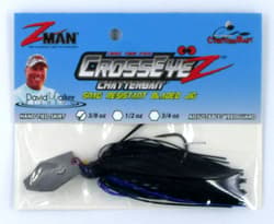(6) Z-Man 3/8 Oz Crosseyez Chatterbait Fishing Lure Black / Blue CBCE38-02 New - Thumbnail 2