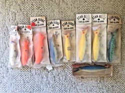 Stan Gibbs Antique lure selection NINE DIFFERENT PLUGS one of a kind assortment - Thumbnail 1