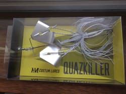 HM Custom Lures Teckel Quazkiller Twin Buzzbait 1/2oz. 02 White Silver Downdraft - Thumbnail 5