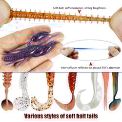 FREE FISHER 182pcs Fishing Soft Swimbaits Set,Fishing Jigs Aritificial Worms Kit - Thumbnail 7